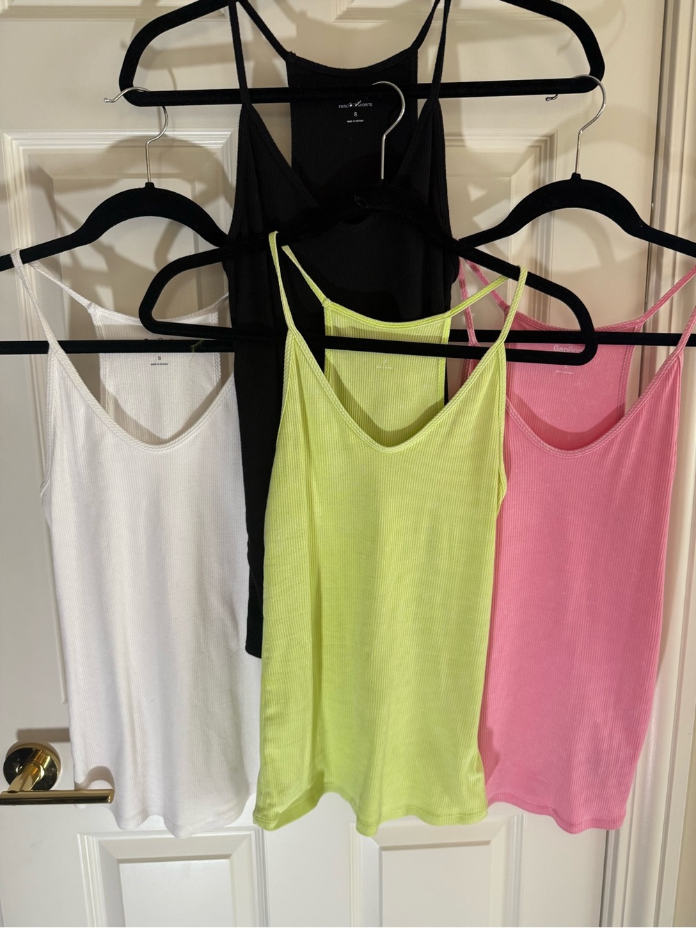GAP Ribbed V-Neck Camisole Set — White, Black, Lime, Pink